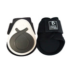 Light weight young horse (FEI legal) fetlock boot featuring dilatant foam impact protection. white