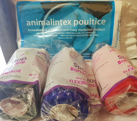 Poultice Pack With three Vet Wraps and a poultice Yard First Aid