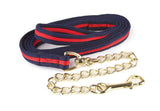 Hy Soft Webbing Lead Rein With Chain Navy/Red